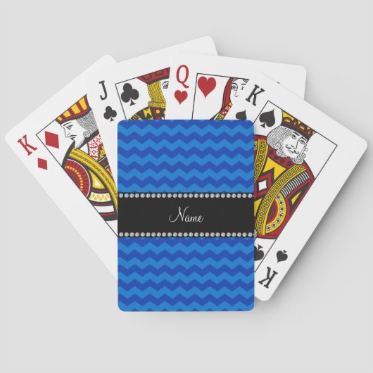 Aangepaste naam blauwe chevrons speelkaarten (Achterkant)