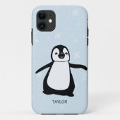 Aangepaste naam blauwe Cute Penguin Snow Case-Mate iPhone Case (Achterkant)