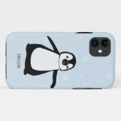 Aangepaste naam blauwe Cute Penguin Snow Case-Mate iPhone Case (Achterkant (horizontaal))