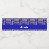 Aangepaste naam blauwe decoratieve afdruk waterfles etiket (Enkel label)