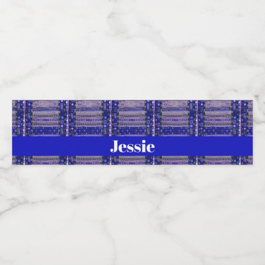 Aangepaste naam blauwe decoratieve afdruk waterfles etiket (Enkel label)