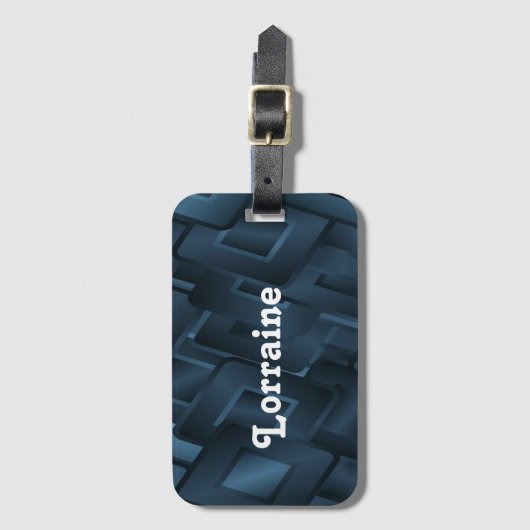 Aangepaste naam: blauwe diamantvormen bagagelabel (Voorkant (verticaal))