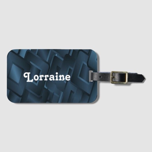 Aangepaste naam: blauwe diamantvormen bagagelabel (Voorkant (horizontaal))