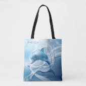 Aangepaste naam Blauwe Dolphin strandtassen Tote Bag (Voorkant)
