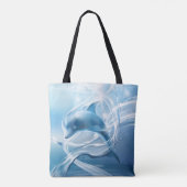 Aangepaste naam Blauwe Dolphin strandtassen Tote Bag (Achterkant)