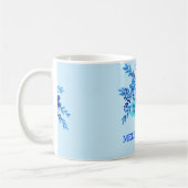 Aangepaste naam Blauwe Floral Waterverf Koffiemok (Links)