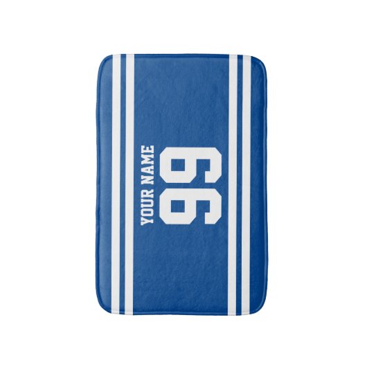 Aangepaste naam blauwe football truc-nummer gestri badmat (Voorkant Verticaal)