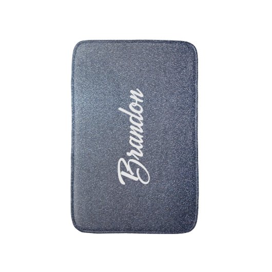 Aangepaste naam blauwe glitter badmat (Voorkant Verticaal)