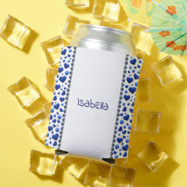 Aangepaste naam, blauwe glitter hart koelbox blikjeskoeler