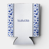 Aangepaste naam, blauwe glitter hart koelbox blikjeskoeler (Voorkant)