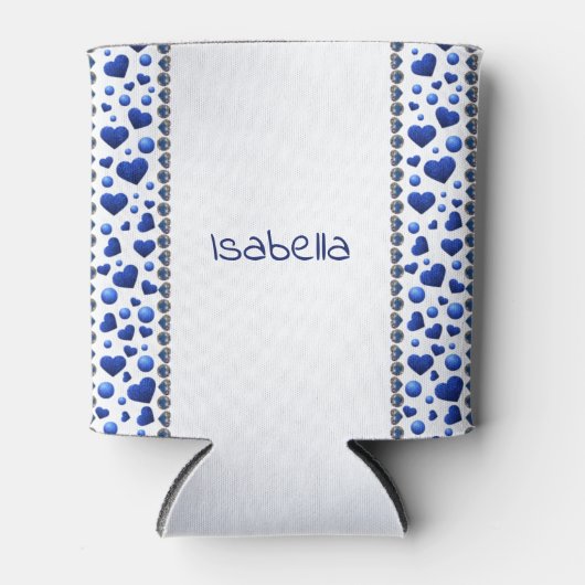 Aangepaste naam, blauwe glitter hart koelbox blikjeskoeler (Voorkant)