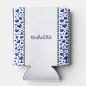 Aangepaste naam, blauwe glitter hart koelbox blikjeskoeler (Achterkant)