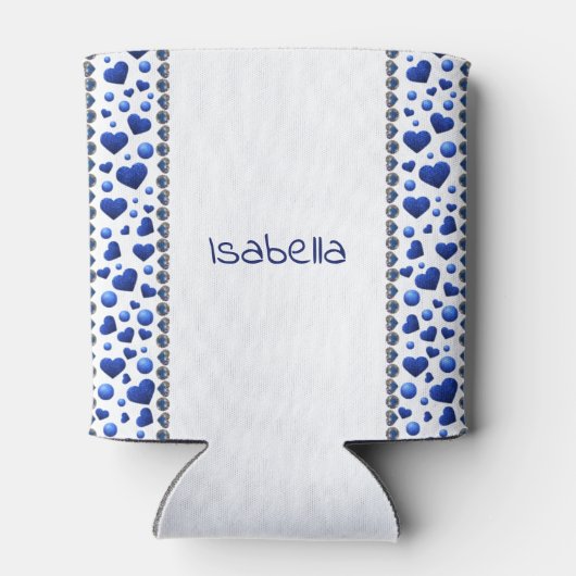 Aangepaste naam, blauwe glitter hart koelbox blikjeskoeler (Achterkant)