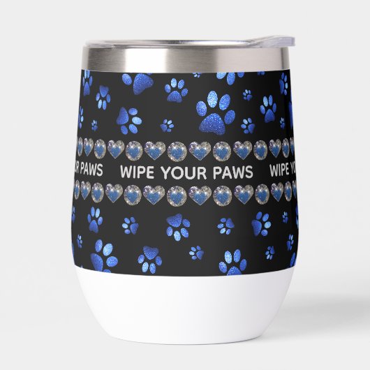 Aangepaste naam, blauwe glitter-hondenpoten (Links)