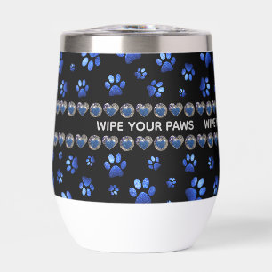 Aangepaste naam, blauwe glitter-hondenpoten