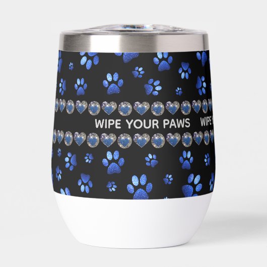 Aangepaste naam, blauwe glitter-hondenpoten (Voorkant)