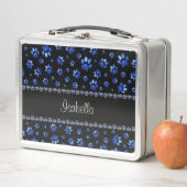 Aangepaste naam, blauwe glitter-hondenpoten (In situ)