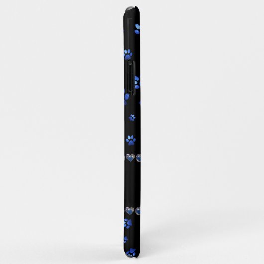 Aangepaste naam, blauwe glitter-hondenpoten Case-Mate iPhone case (Achterkant/rechts)