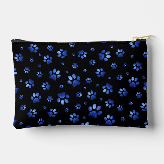 Aangepaste naam, blauwe glitter-hondenpoten etui (Achterkant)