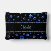 Aangepaste naam, blauwe glitter-hondenpoten etui (Voorkant)