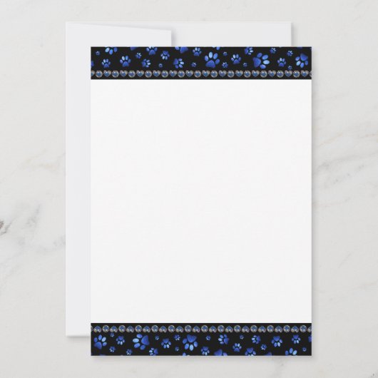 Aangepaste naam, blauwe glitter-hondenpoten kaart (Achterkant)