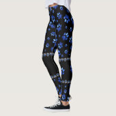 Aangepaste naam, blauwe glitter-hondenpoten leggings (Links)