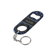 Aangepaste naam, blauwe glitter-hondenpoten mini flessenopener (Achterkant Gekanteld)