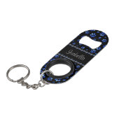 Aangepaste naam, blauwe glitter-hondenpoten mini flessenopener (Voorkant Gekanteld)