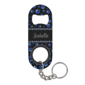 Aangepaste naam, blauwe glitter-hondenpoten mini flessenopener (Achterkant)