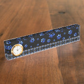 Aangepaste naam, blauwe glitter-hondenpoten naambordje (Zijkant)