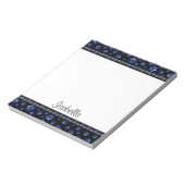 Aangepaste naam, blauwe glitter-hondenpoten notitieblok (Linkerzijde)