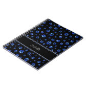 Aangepaste naam, blauwe glitter-hondenpoten notitieboek (Linkerzijde)