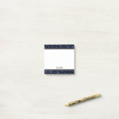 Aangepaste naam, blauwe glitter-hondenpoten post-it® notes (Op bureau)