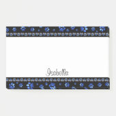 Aangepaste naam, blauwe glitter-hondenpoten post-it® notes (Voorkant)