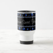 Aangepaste naam, blauwe glitter-hondenpoten reisbeker (Center)