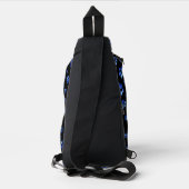 Aangepaste naam, blauwe glitter-hondenpoten sling bag (Achterkant)