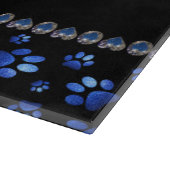 Aangepaste naam, blauwe glitter-hondenpoten snijplank (Hoek)