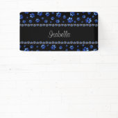 Aangepaste naam, blauwe glitter-hondenpoten spandoek (Insitu)