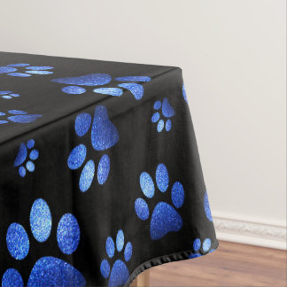 Aangepaste naam, blauwe glitter-hondenpoten tafelkleed