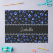 Aangepaste naam, blauwe glitter-hondenpoten tissuepapier (Craft)