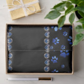Aangepaste naam, blauwe glitter-hondenpoten tissuepapier (Geschenk)