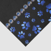 Aangepaste naam, blauwe glitter-hondenpoten tissuepapier (Detail)