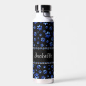 Aangepaste naam, blauwe glitter-hondenpoten waterfles (Links)