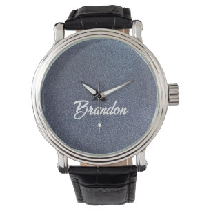 Aangepaste naam blauwe glitter horloge