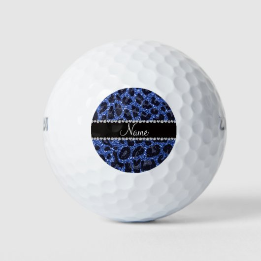 Aangepaste naam: blauwe glitter leopard print golfballen (Voorkant)