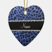 Aangepaste naam: blauwe glitter leopard print keramisch ornament (Links)
