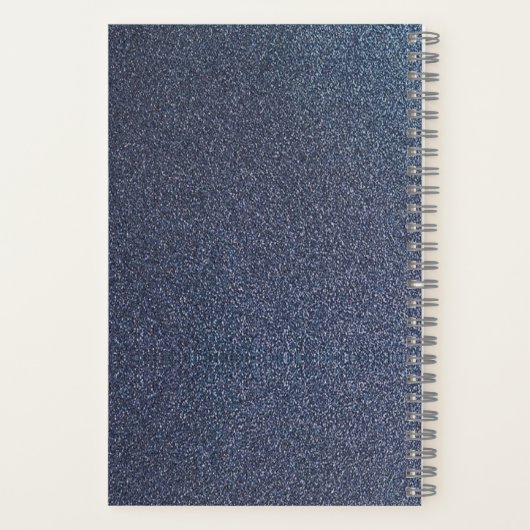 Aangepaste naam blauwe glitter notitieboek (Achterkant)