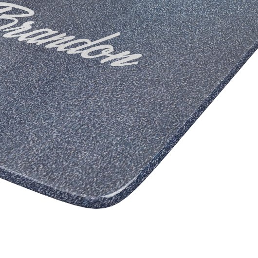 Aangepaste naam blauwe glitter snijplank (Hoek)