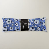 Aangepaste naam blauwe glitter voetballen lichaamskussen (Achterkant)