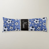 Aangepaste naam blauwe glitter voetballen lichaamskussen (Voorkant)